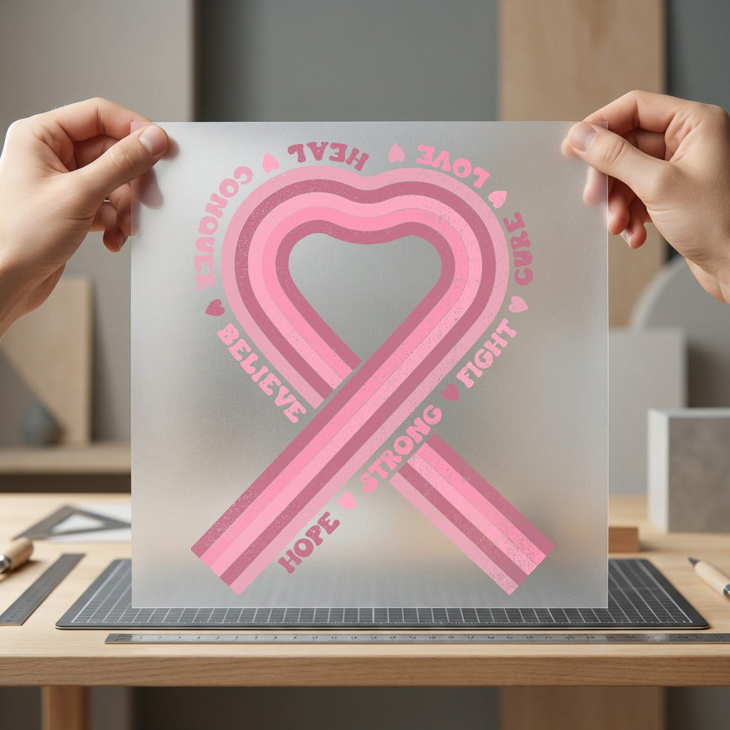 Breast Cancer Awareness Ribbon Faith Vintage Ready to Press DTF Transfer for Dtf