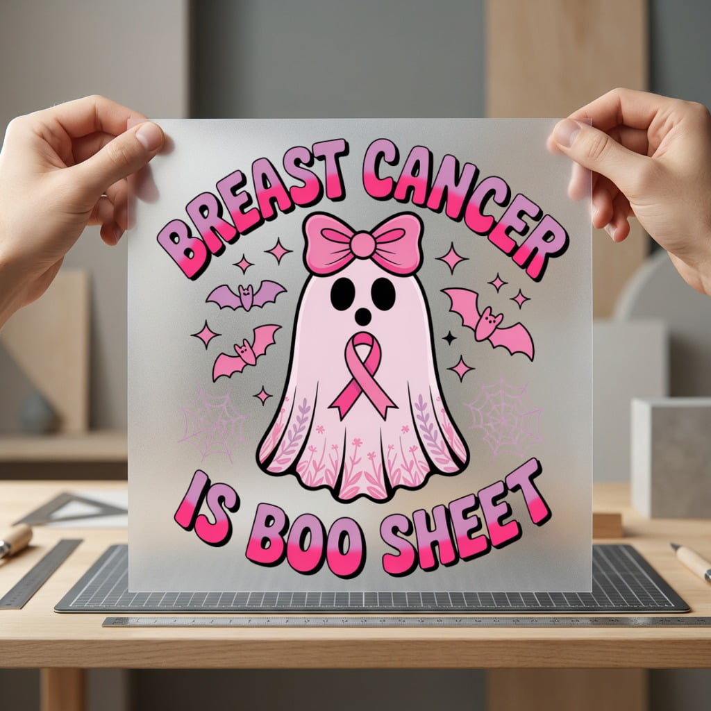 Breast Cancer Boo Sheet Halloween Funny Ready to Press DTF Transfer for Dtf