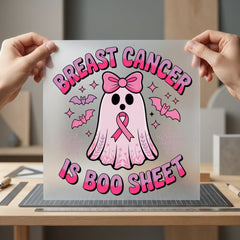 Breast Cancer Boo Sheet Halloween Funny Ready to Press DTF Transfer for Dtf
