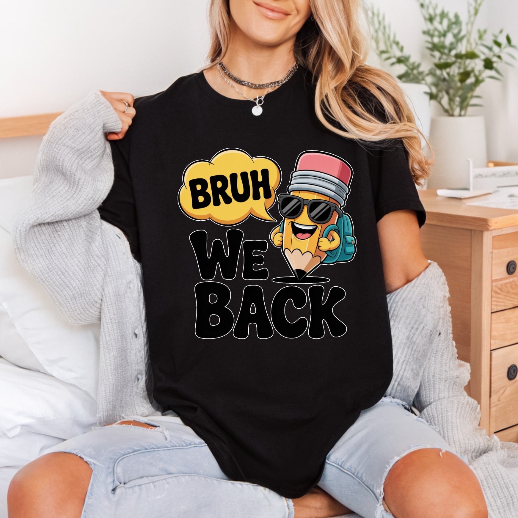 Bruh Back Pencil School Funny Ready to Press DTF Transfer for Dtf