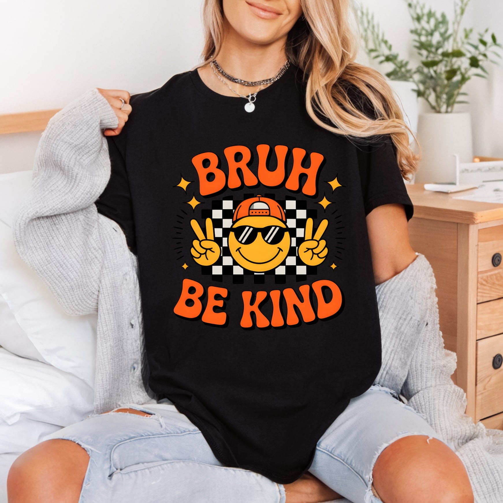 Bruh Kind Smiley Retro Retro Aesthetic Ready to Press DTF Transfer for Dtf