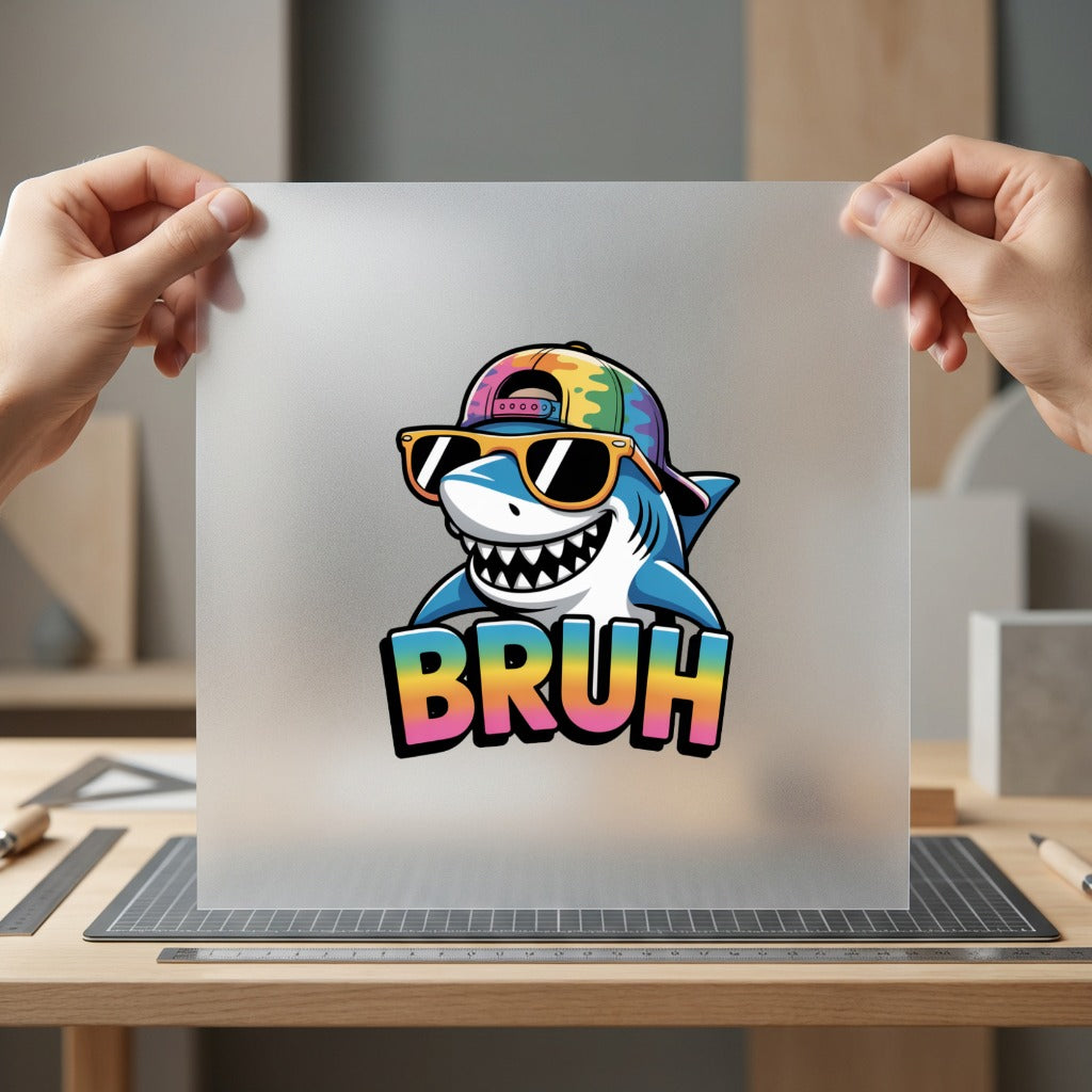 Bruh Shark Shades Diy Funny Pet Ready to Press DTF Transfer for Dtf