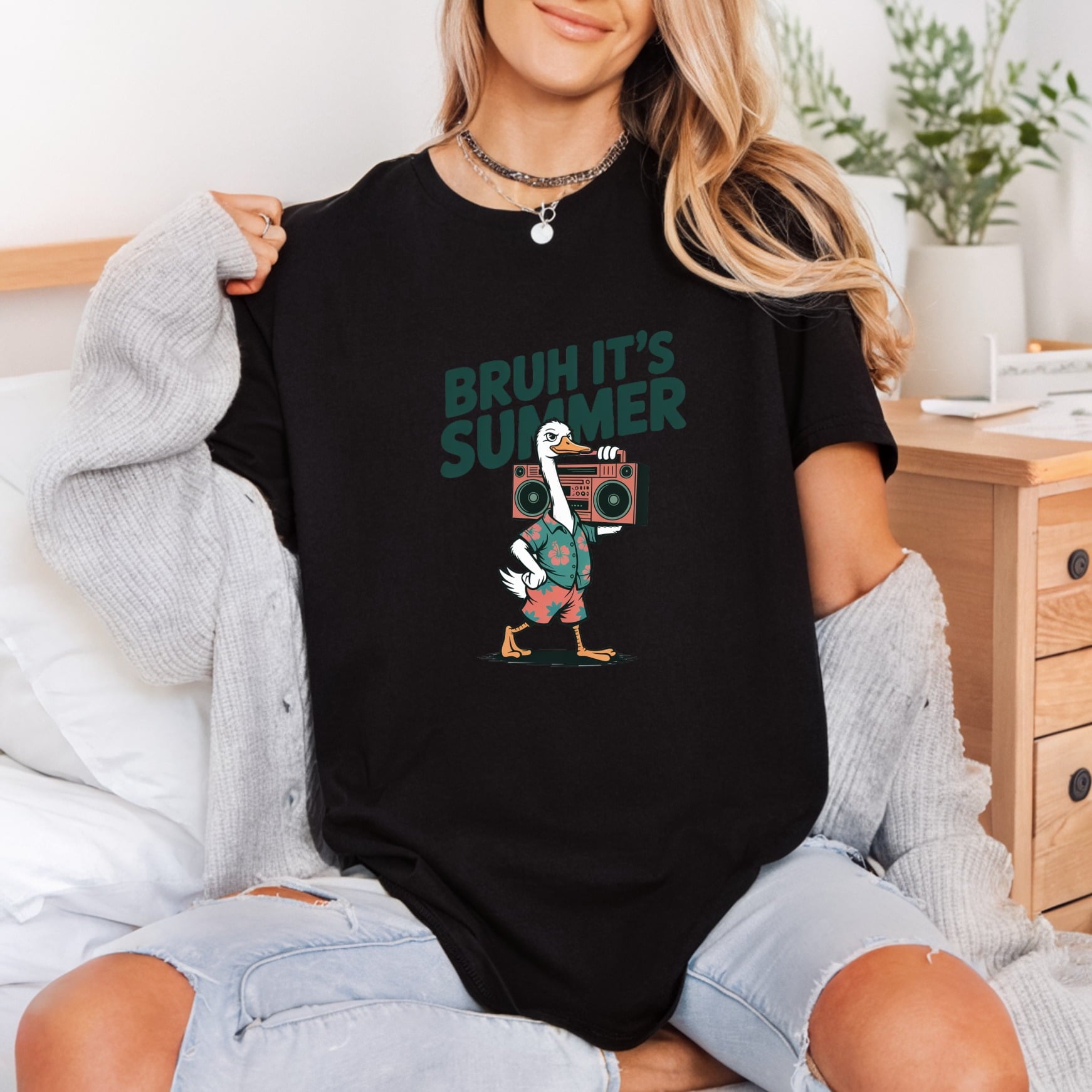 Bruh Summer Duck Retro Summer Funny Ready to Press DTF Transfer for Dtf