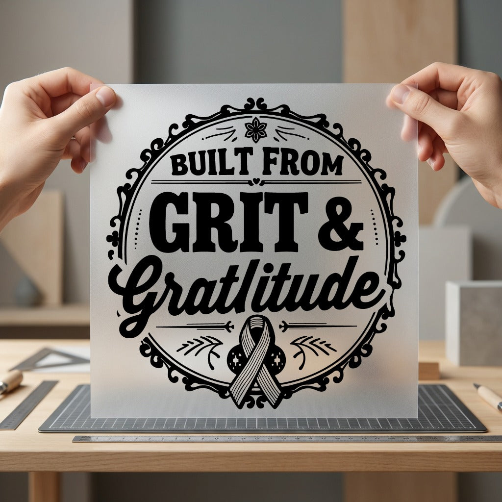 Built From Grit Gratitude Vintage Retro Ready to Press DTF Transfer for Dtf