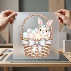 Bunny Basket Easter Diy Easter Spring Ready to Press DTF Transfer for Dtf