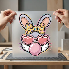 Bunny Bubblegum Heart Glasses Retro Aesthetic Ready to Press DTF Transfer for Dtf
