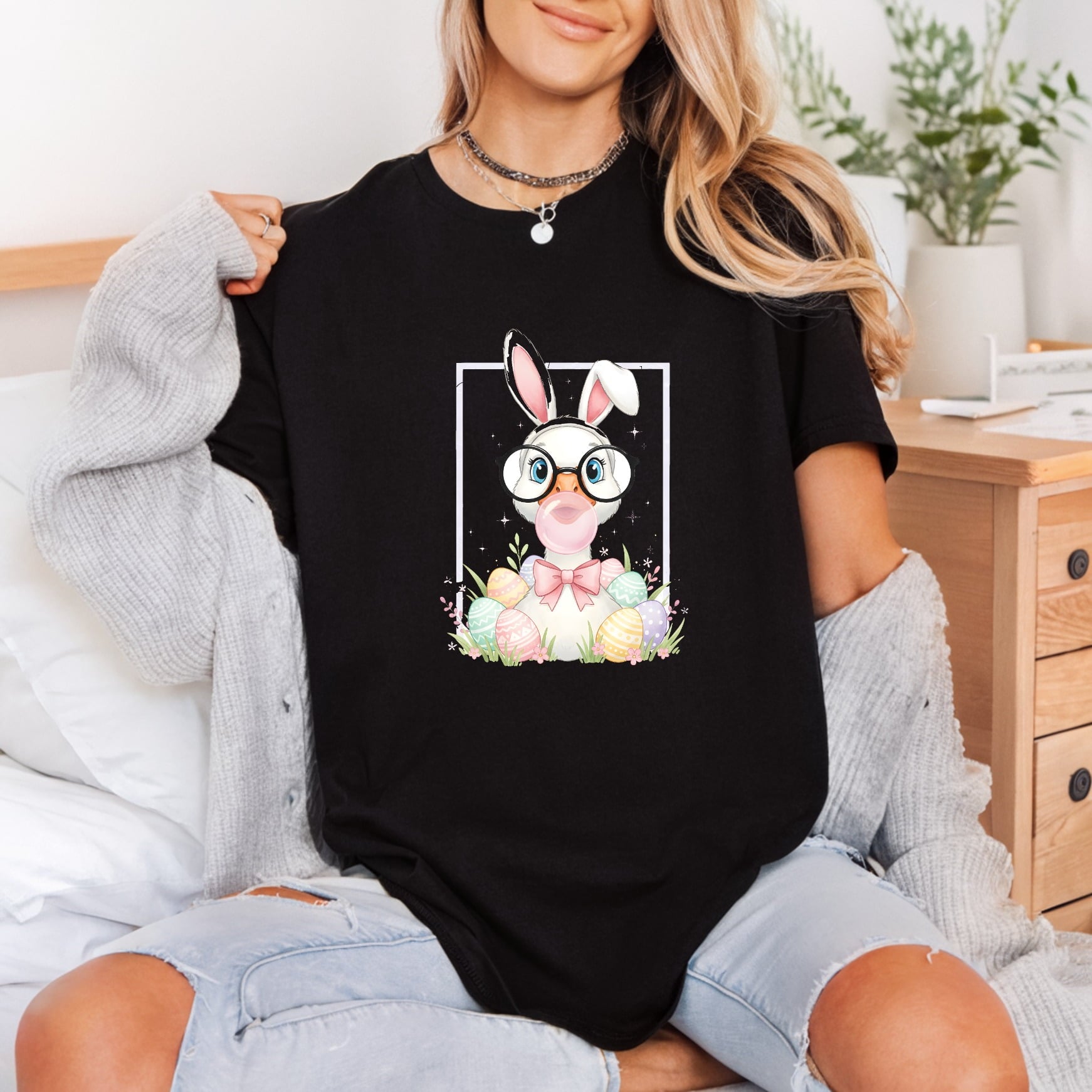 Bunny Duck Glasses Bubble Easter Funny Ready to Press DTF Transfer for Dtf