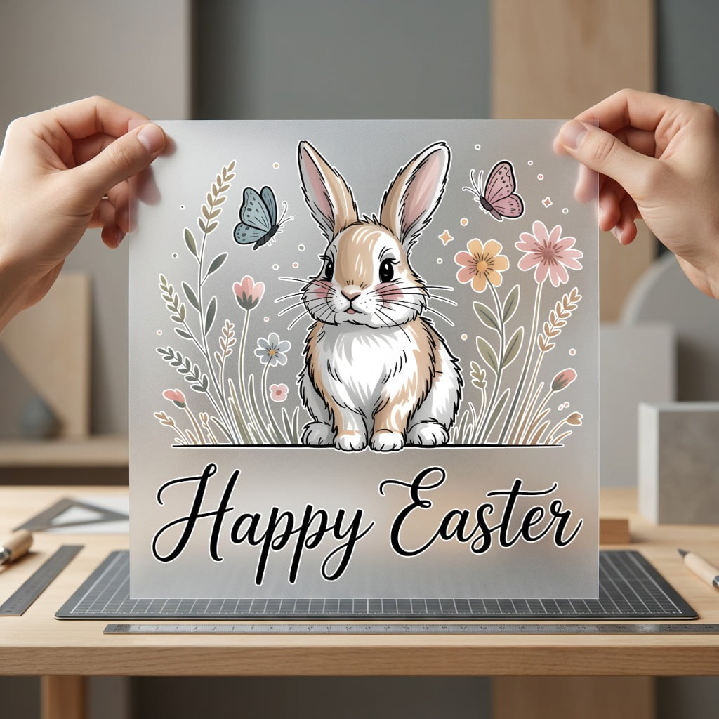 Bunny Flowers Happy Easter Easter Spring Ready to Press DTF Transfer for Dtf