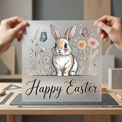 Bunny Flowers Happy Easter Easter Spring Ready to Press DTF Transfer for Dtf