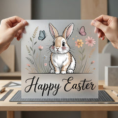 Bunny Flowers Happy Easter Easter Spring Ready to Press DTF Transfer for Dtf