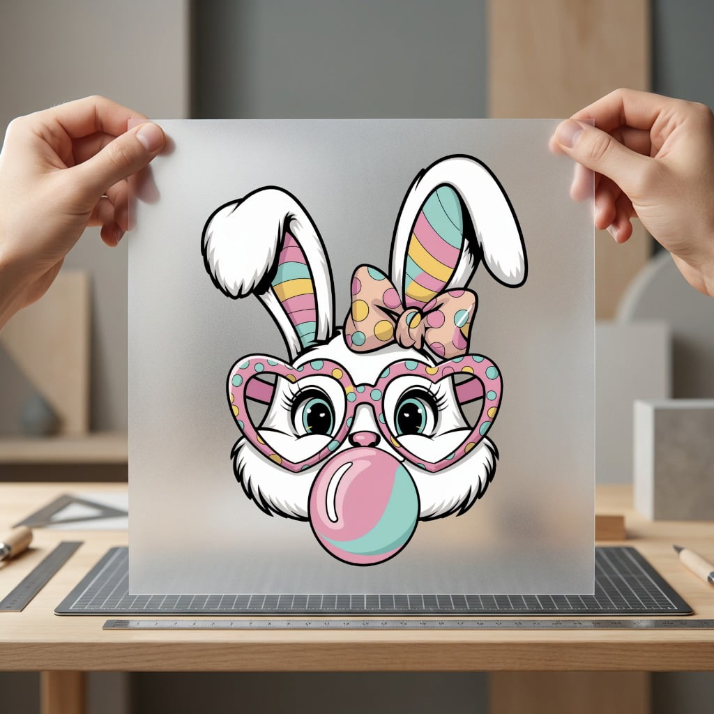 Bunny Heart Glasses Bubble Aesthetic Ready to Press DTF Transfer for Dtf