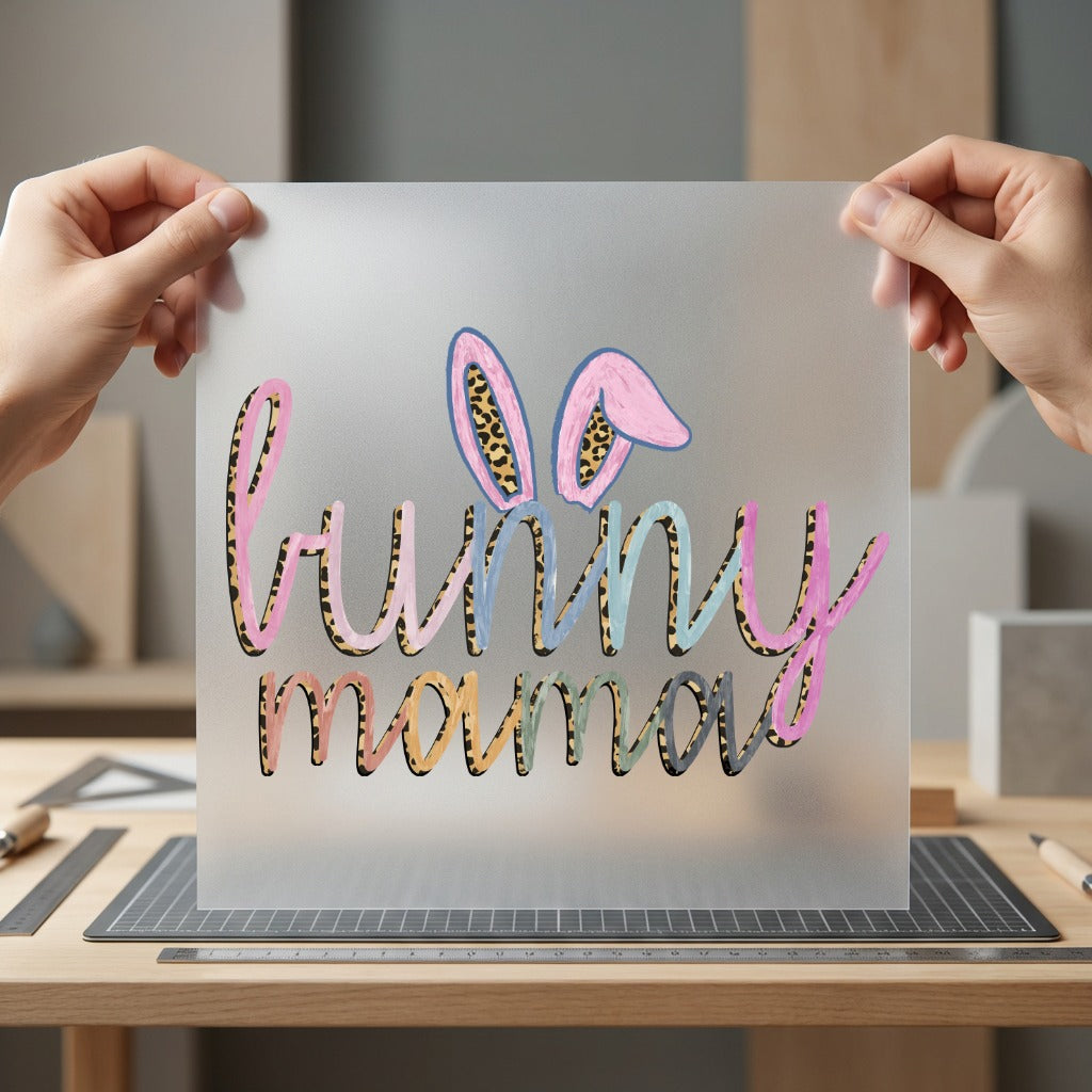 Bunny Mama Leopard Easter Easter Mom Ready to Press DTF Transfer for Dtf