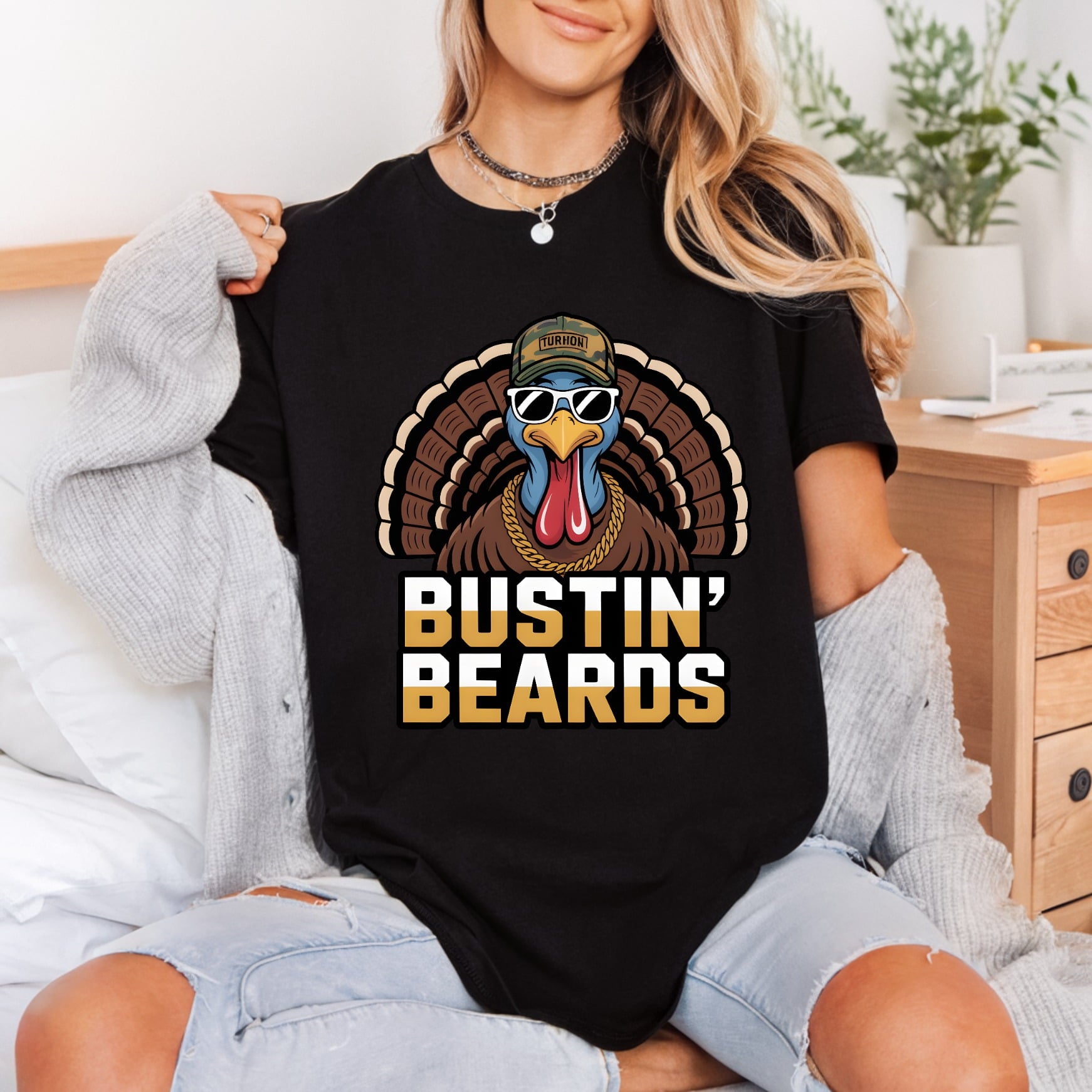 Bustin Beards Turkey Humorous Thanksgiving Funny Ready to Press DTF Transfer for Dtf