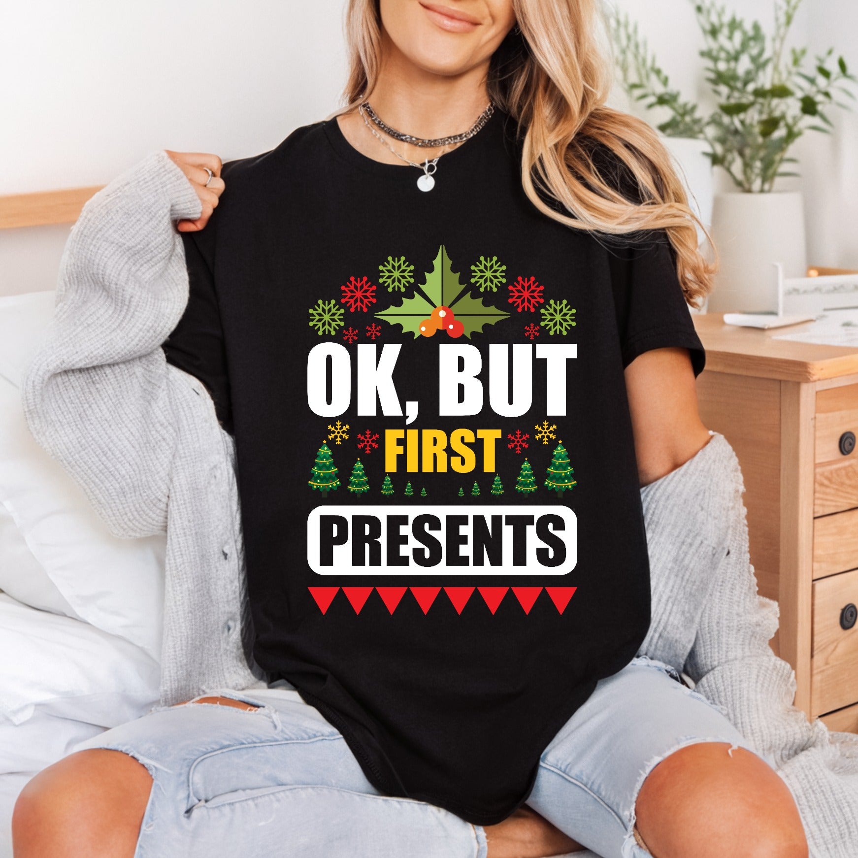 But First Presents Funny Christmas Funny Ready to Press DTF Transfer for Dtf