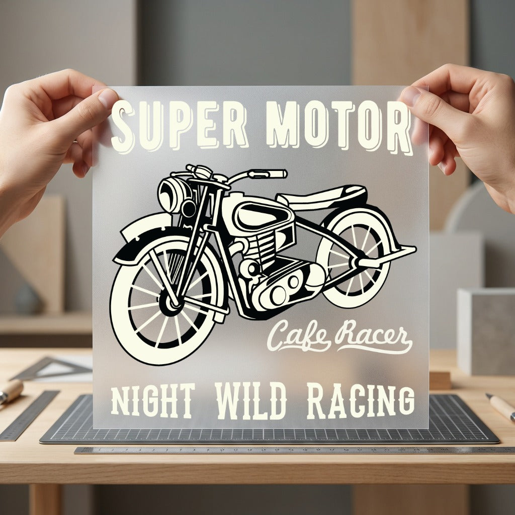 Cafe Racer Motorcycle Retro Vintage Retro Ready to Press DTF Transfer for Dtf