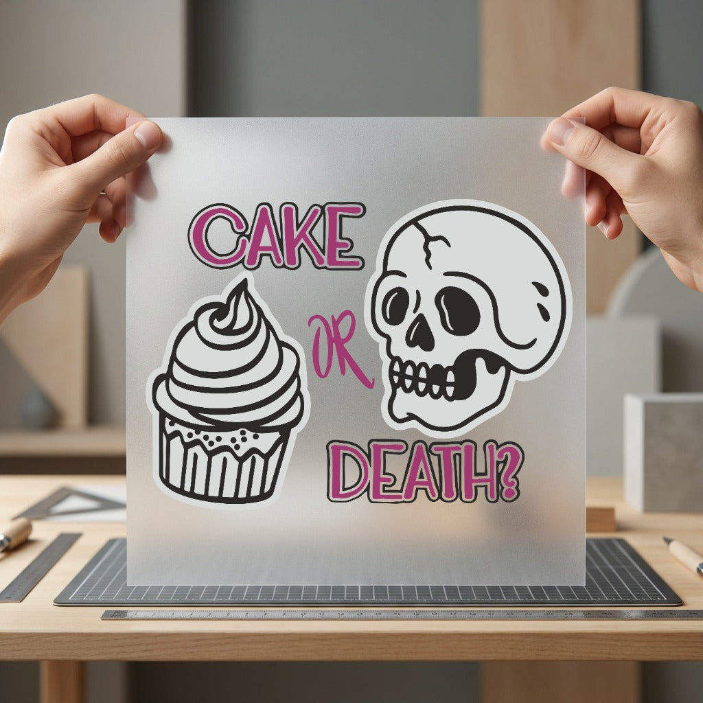 Cake Death Skull Cupcake Halloween Funny Ready to Press DTF Transfer for Dtf