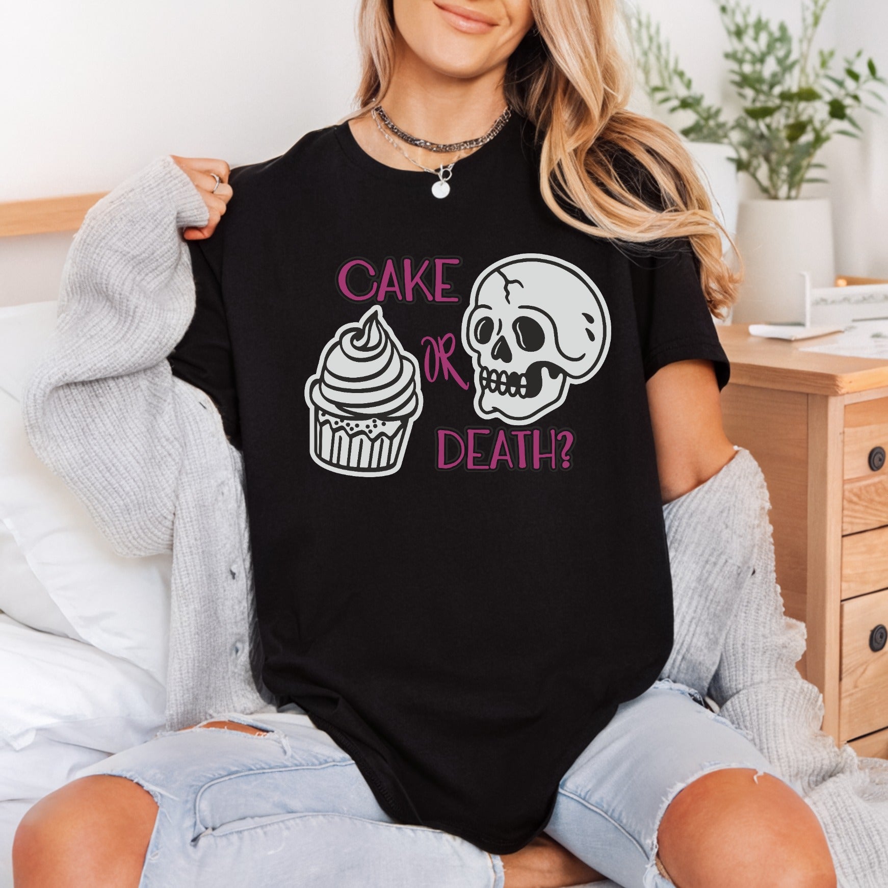 Cake Death Skull Cupcake Halloween Funny Ready to Press DTF Transfer for Dtf