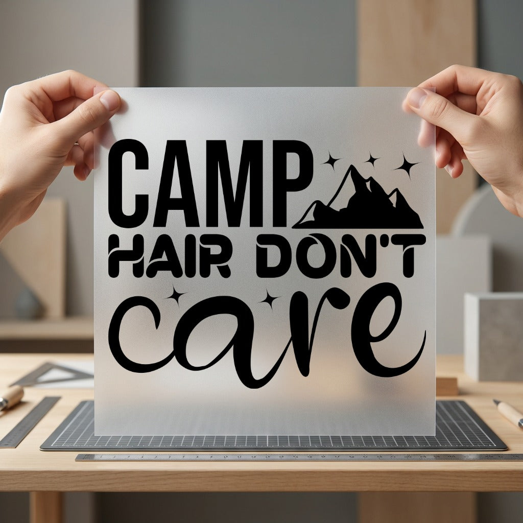 Camp Hair Don Care Camping Ready to Press DTF Transfer for Dtf