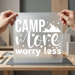 Camp More Worry Less Aesthetic Camping Ready to Press DTF Transfer for Dtf