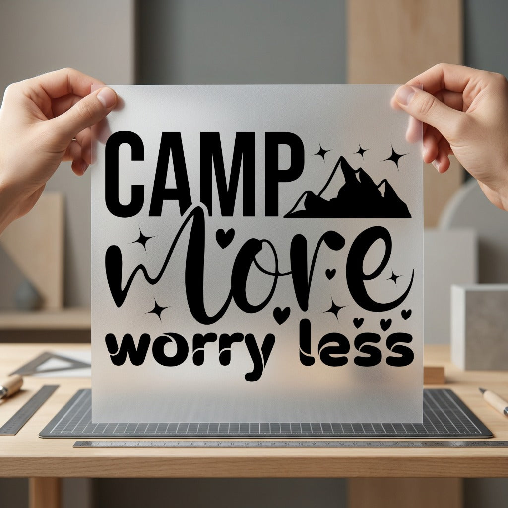 Camp More Worry Less Aesthetic Camping Ready to Press DTF Transfer for Dtf