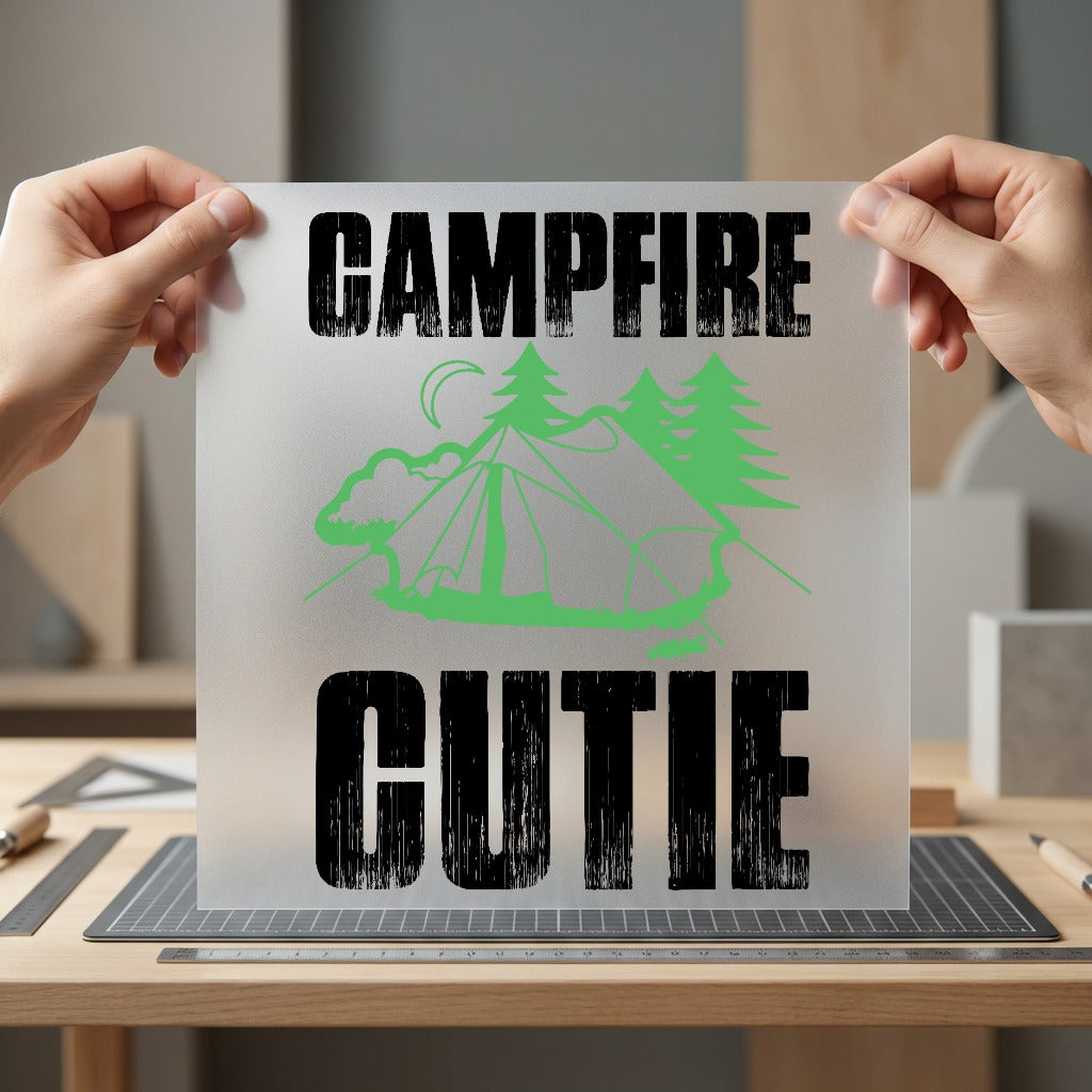 Campfire Cutie Camping Diy Camping Ready to Press DTF Transfer for Dtf