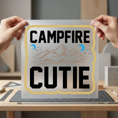 Campfire Cutie Mountain Moon Vintage Retro Ready to Press DTF Transfer for Dtf