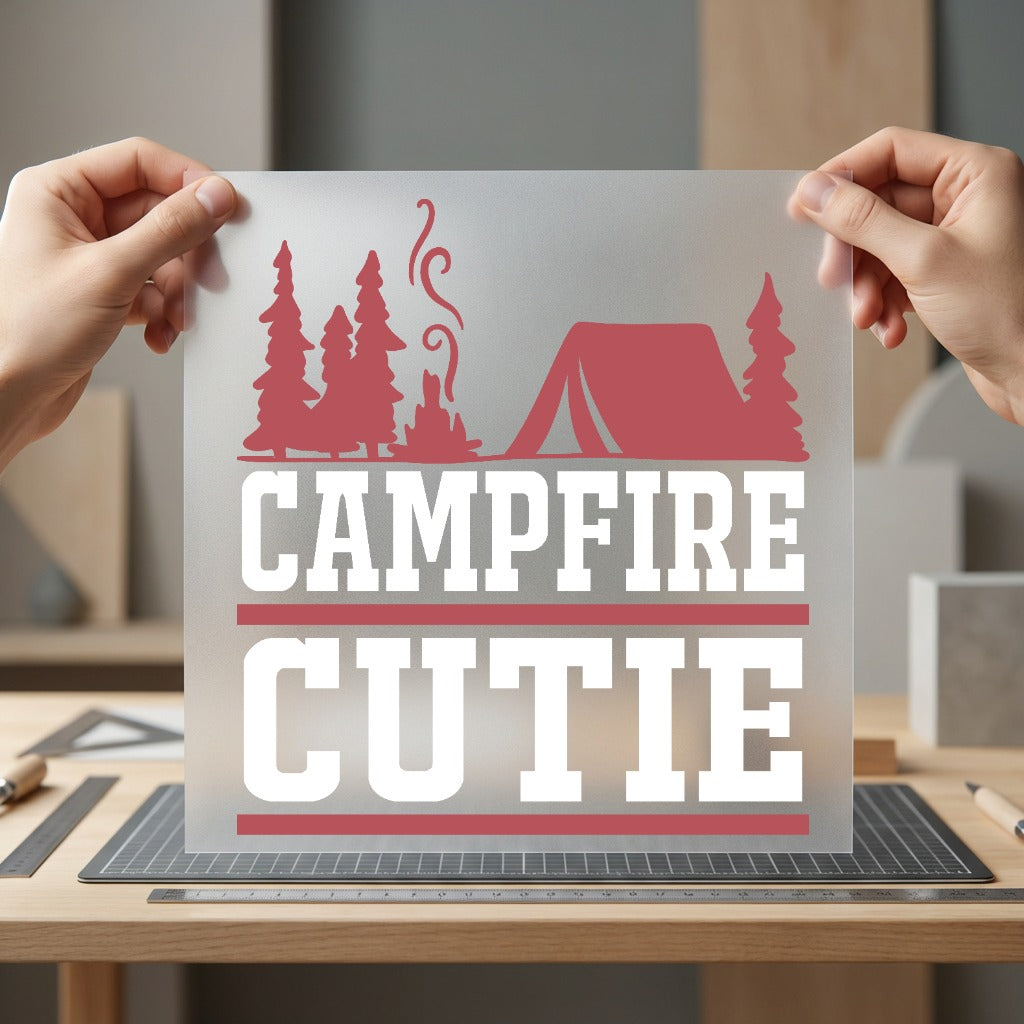 Campfire Cutie Rustic Camping Vintage Retro Ready to Press DTF Transfer for Dtf