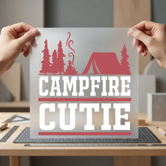 Campfire Cutie Rustic Camping Vintage Retro Ready to Press DTF Transfer for Dtf