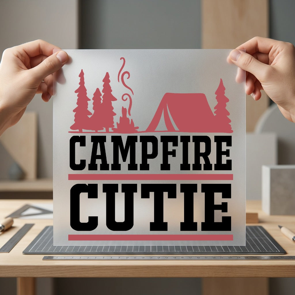 Campfire Cutie Rustic Camping Vintage Retro Ready to Press DTF Transfer for Dtf