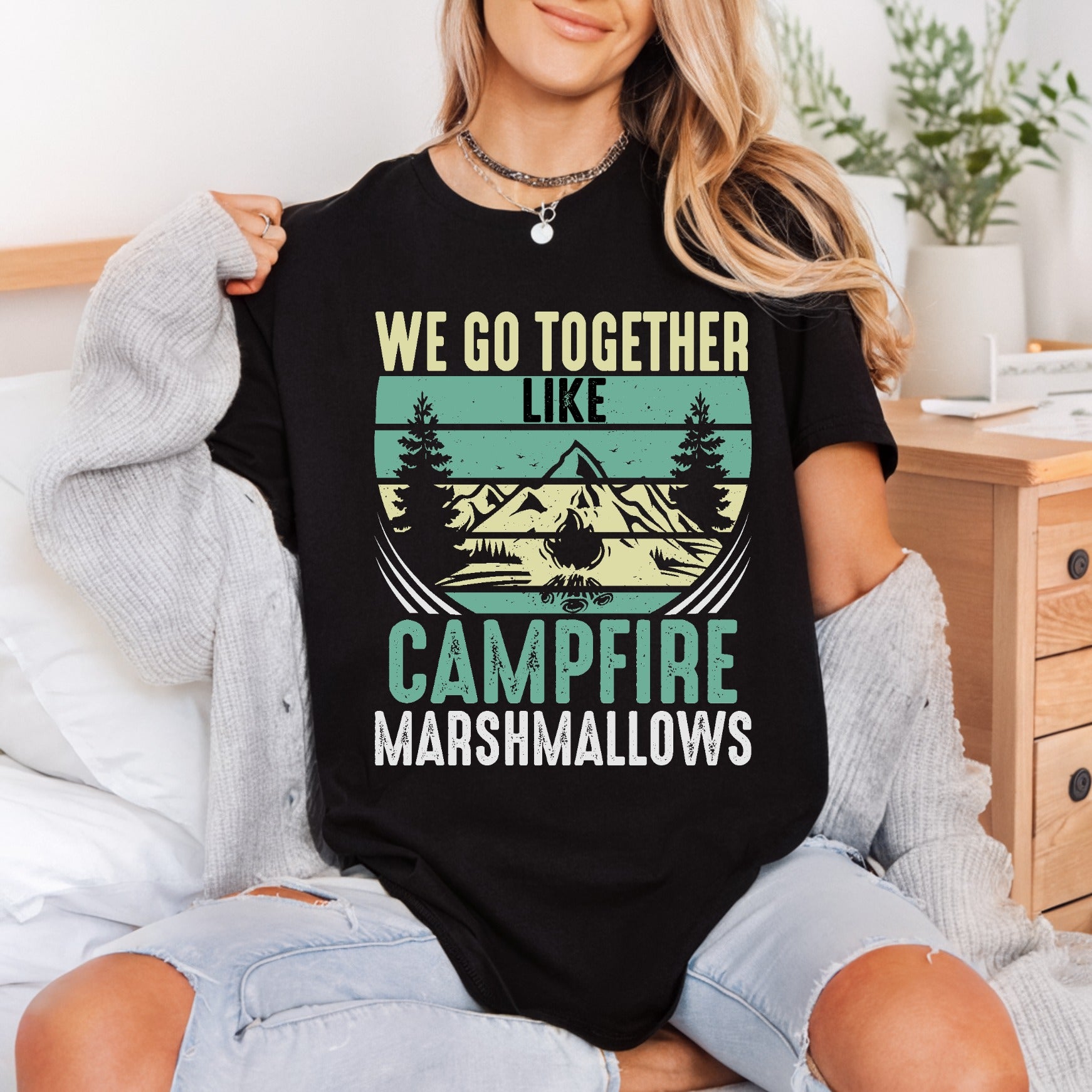 Campfire Marshmallows Retro Camping Vintage Retro Ready to Press DTF Transfer for Dtf