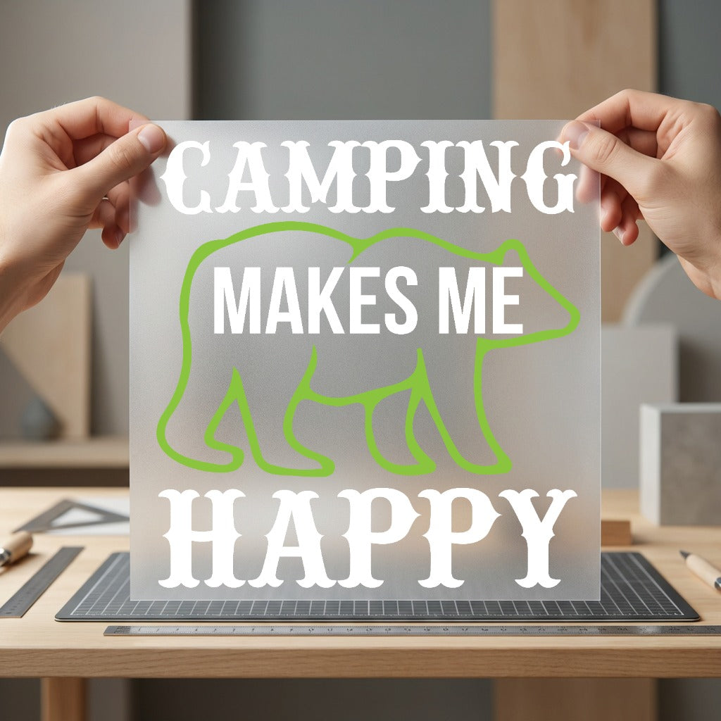 Camping Bear Outdoorsy Diy Vintage Retro Ready to Press DTF Transfer for Dtf