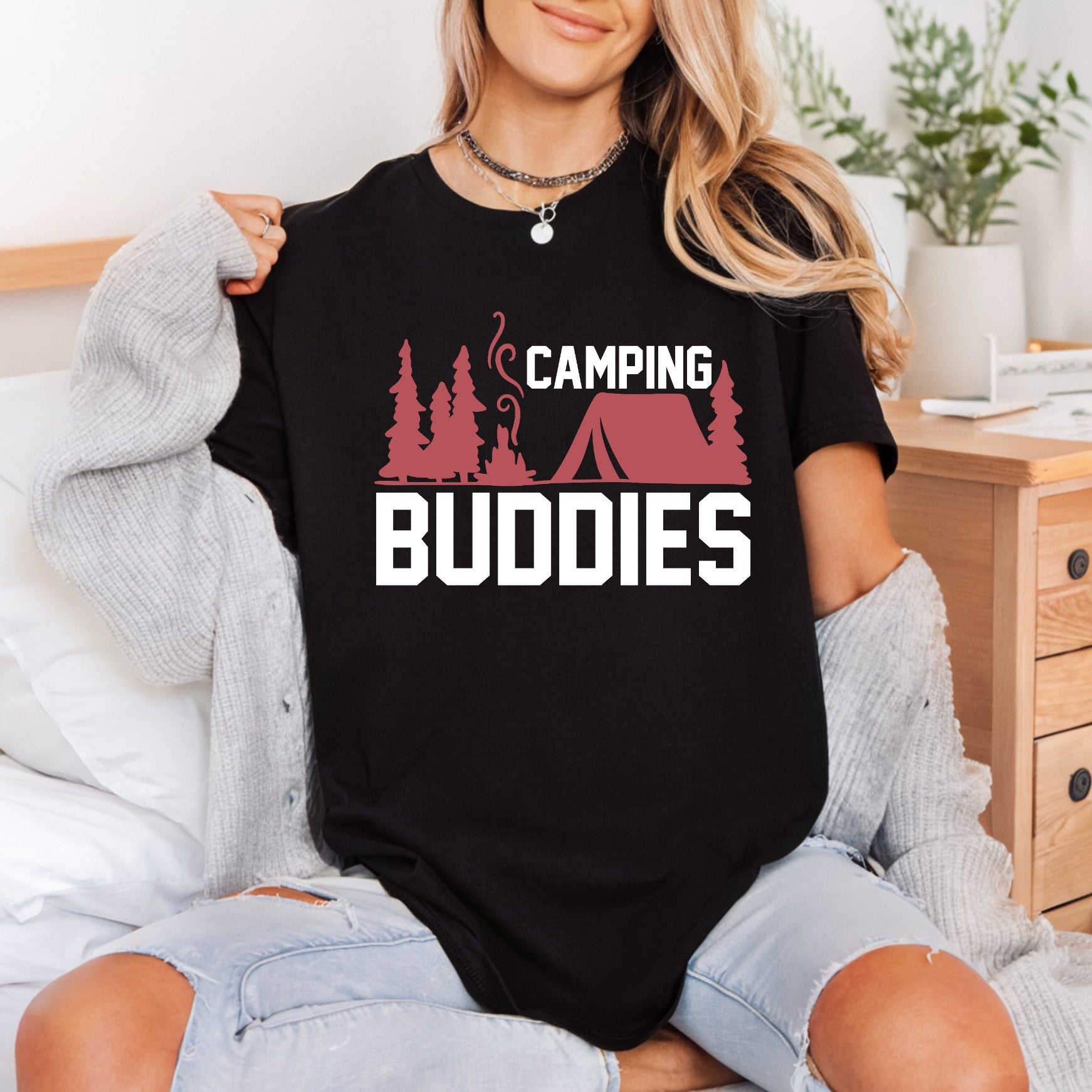 Camping Buddies Retro Campfire Camping Ready to Press DTF Transfer for Dtf