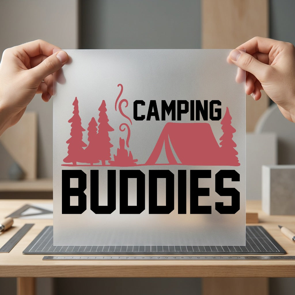 Camping Buddies Retro Campfire Camping Ready to Press DTF Transfer for Dtf