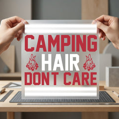 Camping Hair Don Care Funny Vintage Ready to Press DTF Transfer for Dtf