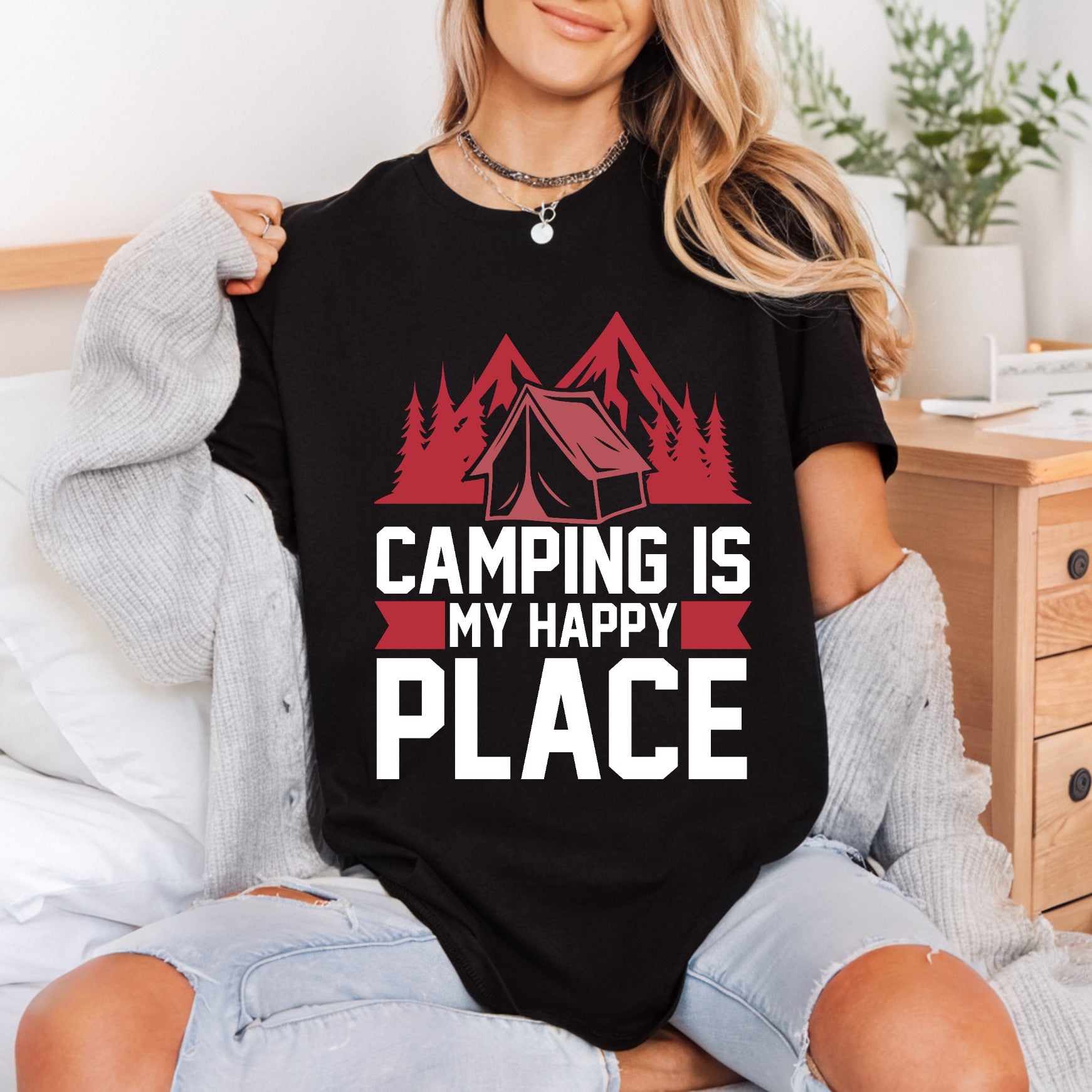 Camping Happy Place Adventure Vintage Retro Ready to Press DTF Transfer for Dtf