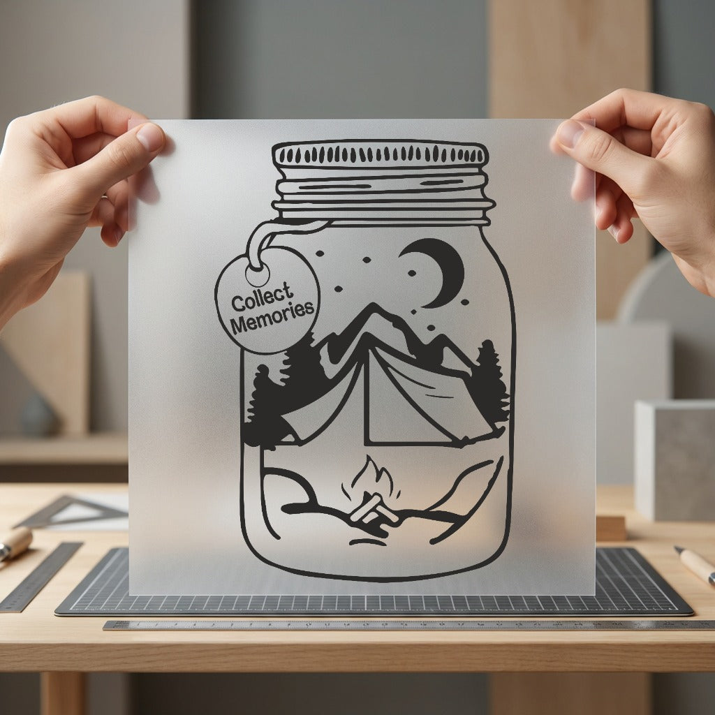 Camping Jar Collect Memories Aesthetic Camping Ready to Press DTF Transfer for Dtf