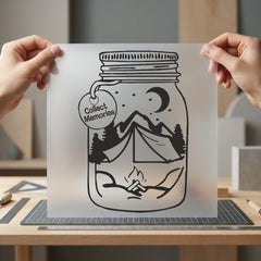 Camping Jar Collect Memories Aesthetic Camping Ready to Press DTF Transfer for Dtf