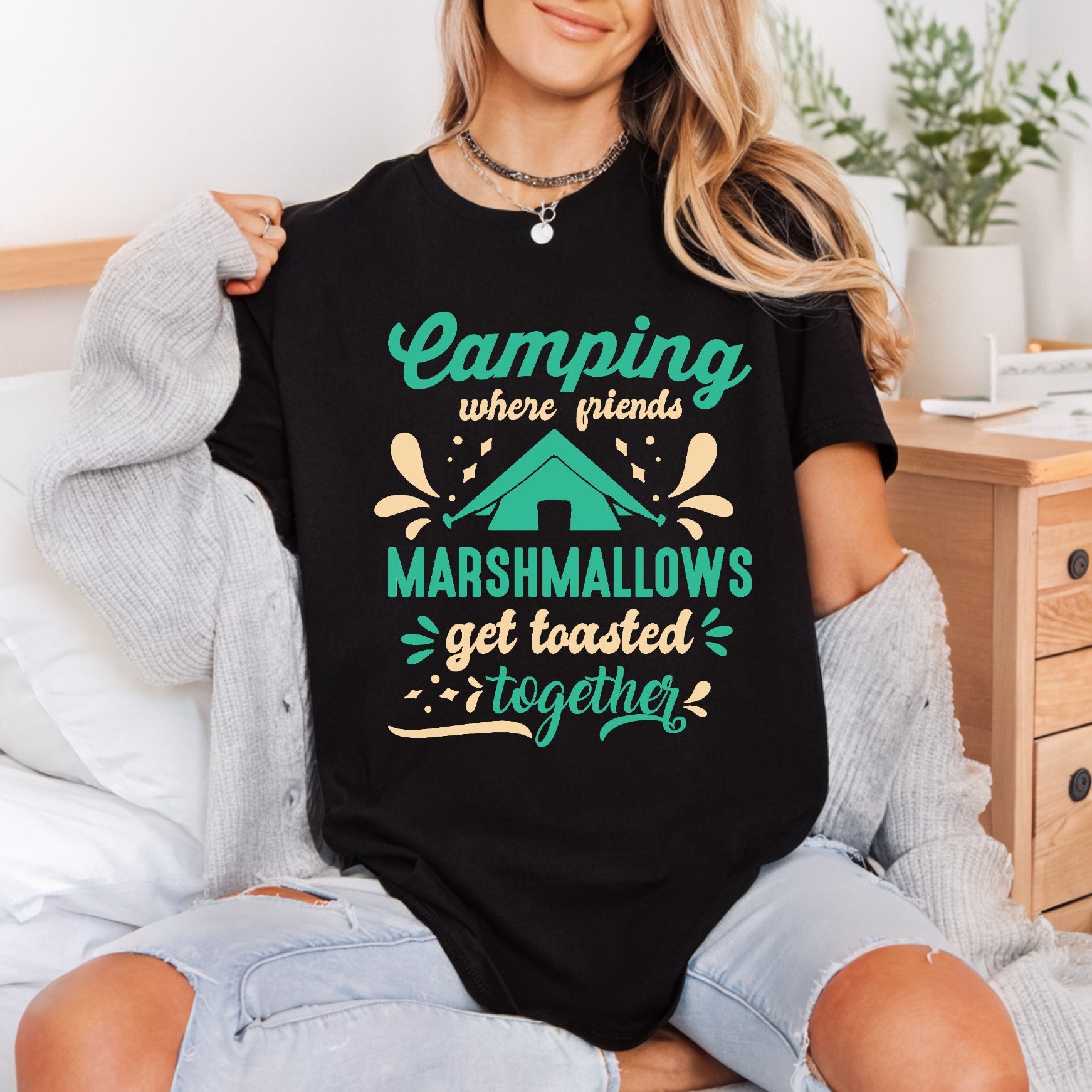 Camping Marshmallows Campfire Diy Camping Ready to Press DTF Transfer for Dtf