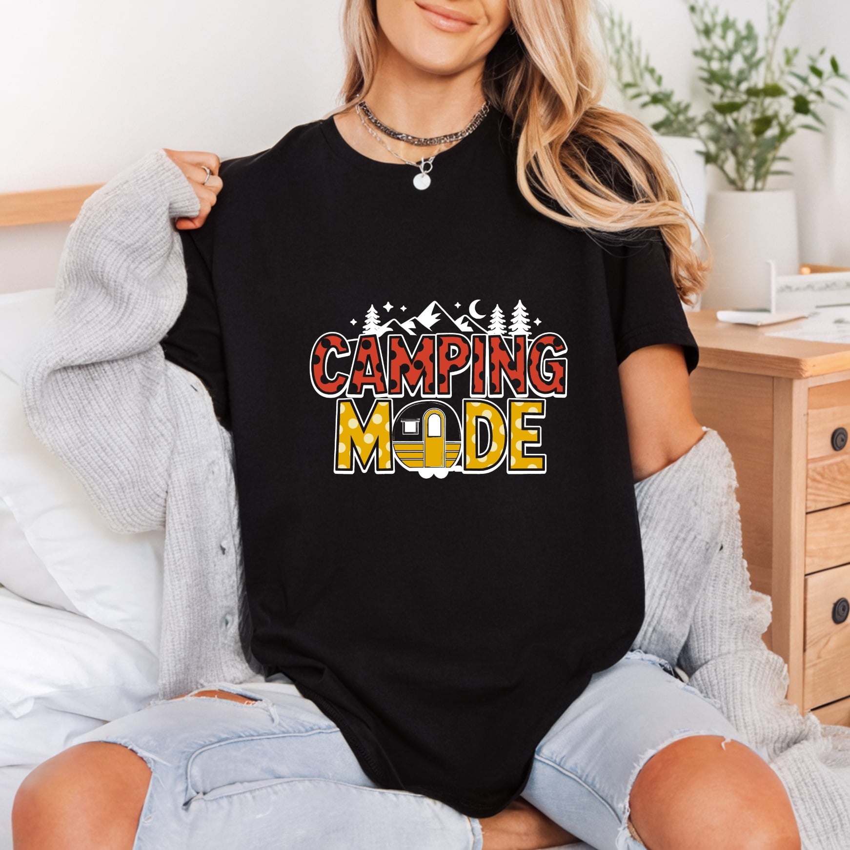 Camping Mode Adventure Retro Vintage Retro Ready to Press DTF Transfer for Dtf