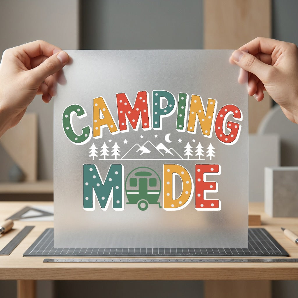 Camping Mode Retro Camper Retro Camping Ready to Press DTF Transfer for Dtf