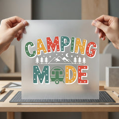 Camping Mode Retro Camper Retro Camping Ready to Press DTF Transfer for Dtf