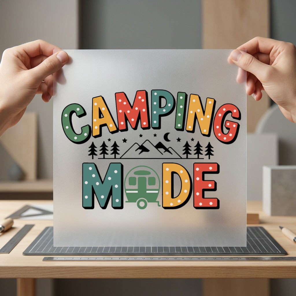 Camping Mode Retro Camper Retro Camping Ready to Press DTF Transfer for Dtf
