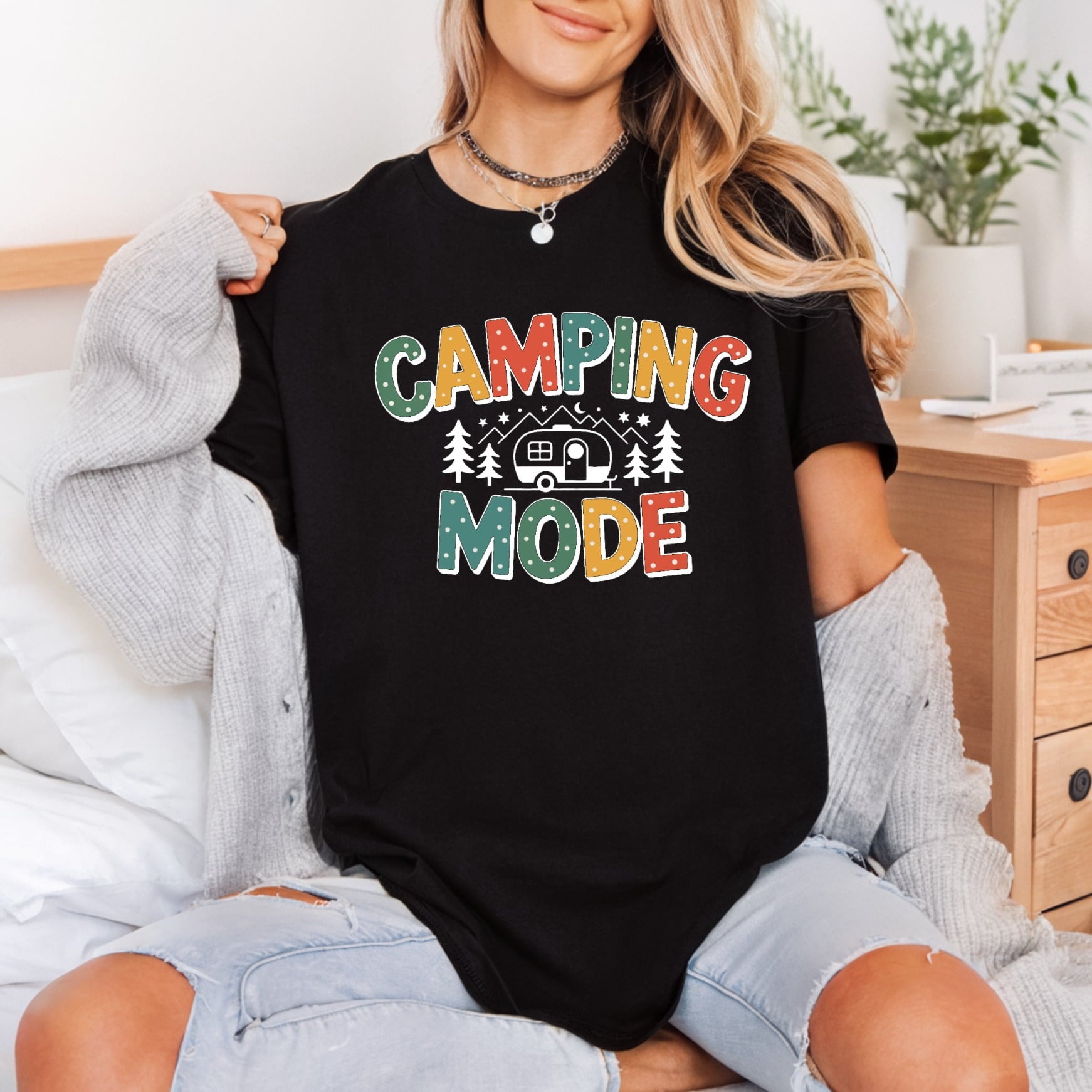 Camping Mode Retro Camper Vintage Retro Ready to Press DTF Transfer for Dtf