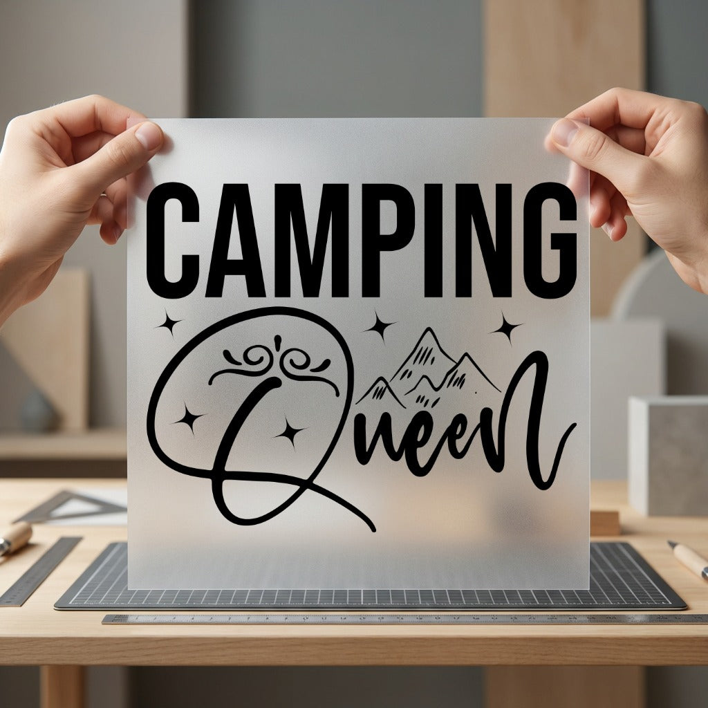 Camping Queen Retro Diy Camping Ready to Press DTF Transfer for Dtf