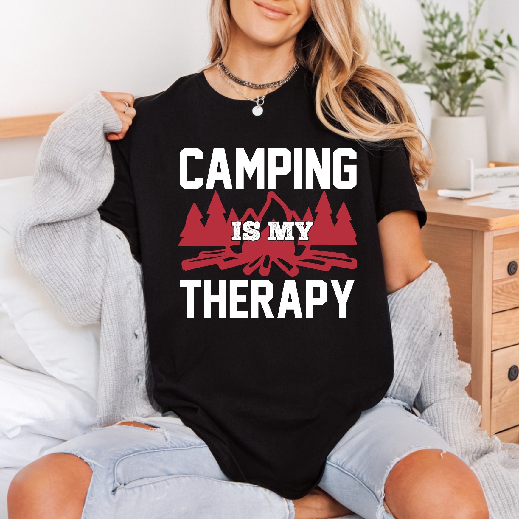 Camping Therapy Campfire Diy Camping Ready to Press DTF Transfer for Dtf