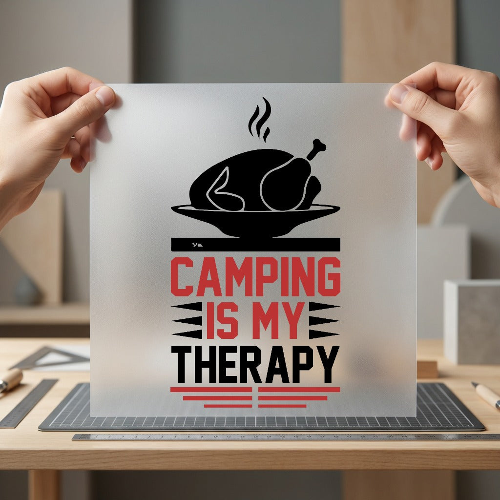 Camping Therapy Grill Master Camping Ready to Press DTF Transfer for Dtf