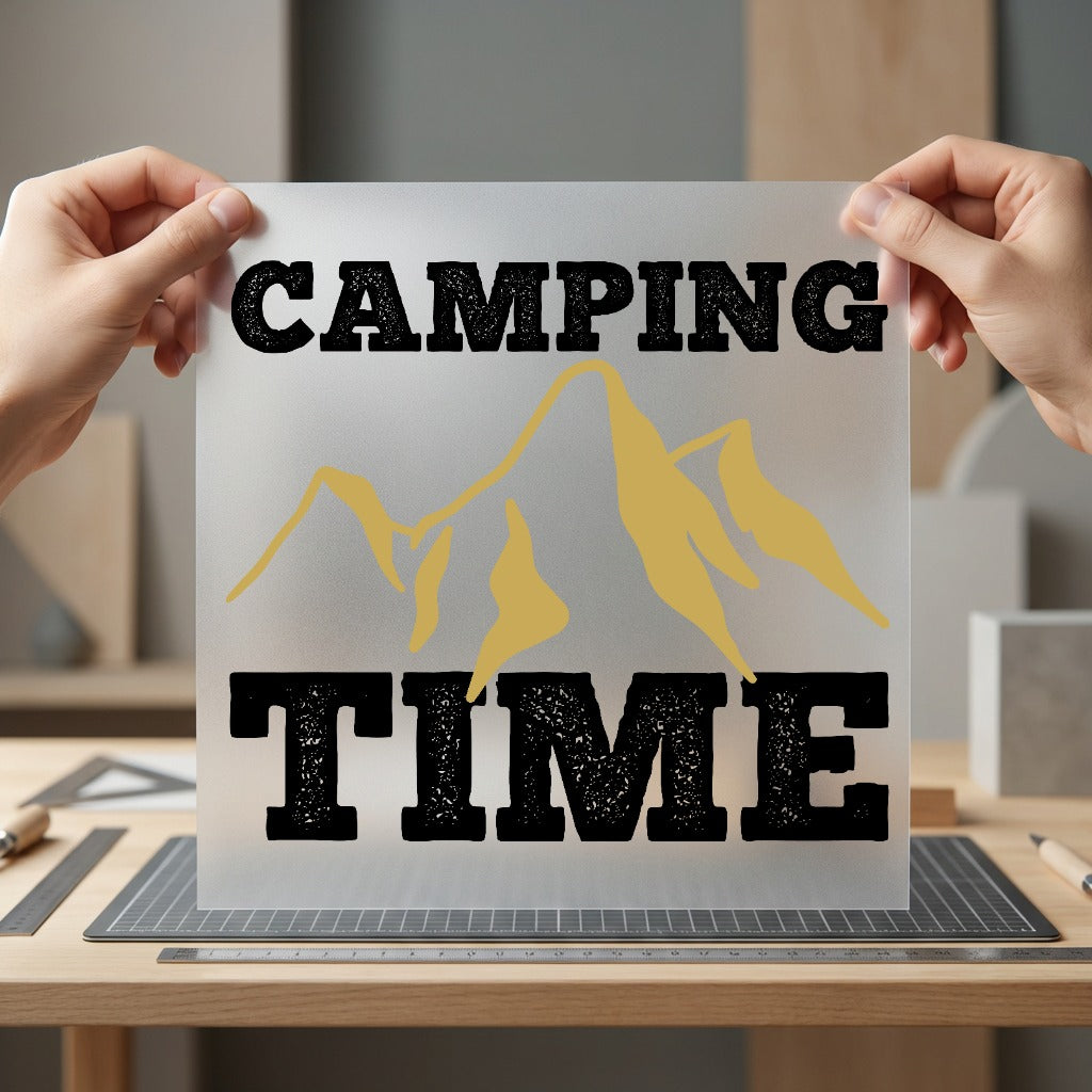 Camping Time Mountain Adventure Vintage Retro Ready to Press DTF Transfer for Dtf