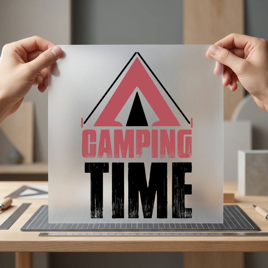 Camping Time Tent Retro Vintage Retro Ready to Press DTF Transfer for Dtf