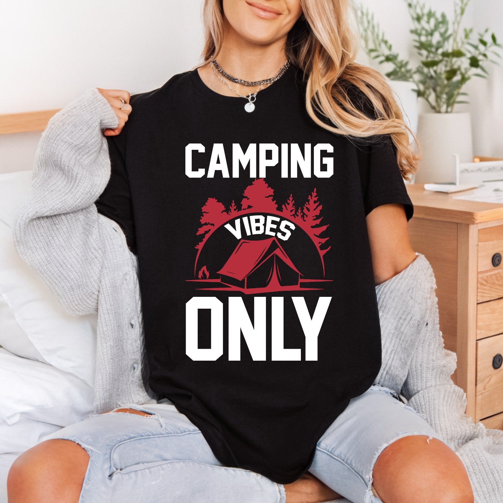 Camping Vibes Only Retro Retro Camping Ready to Press DTF Transfer for Dtf