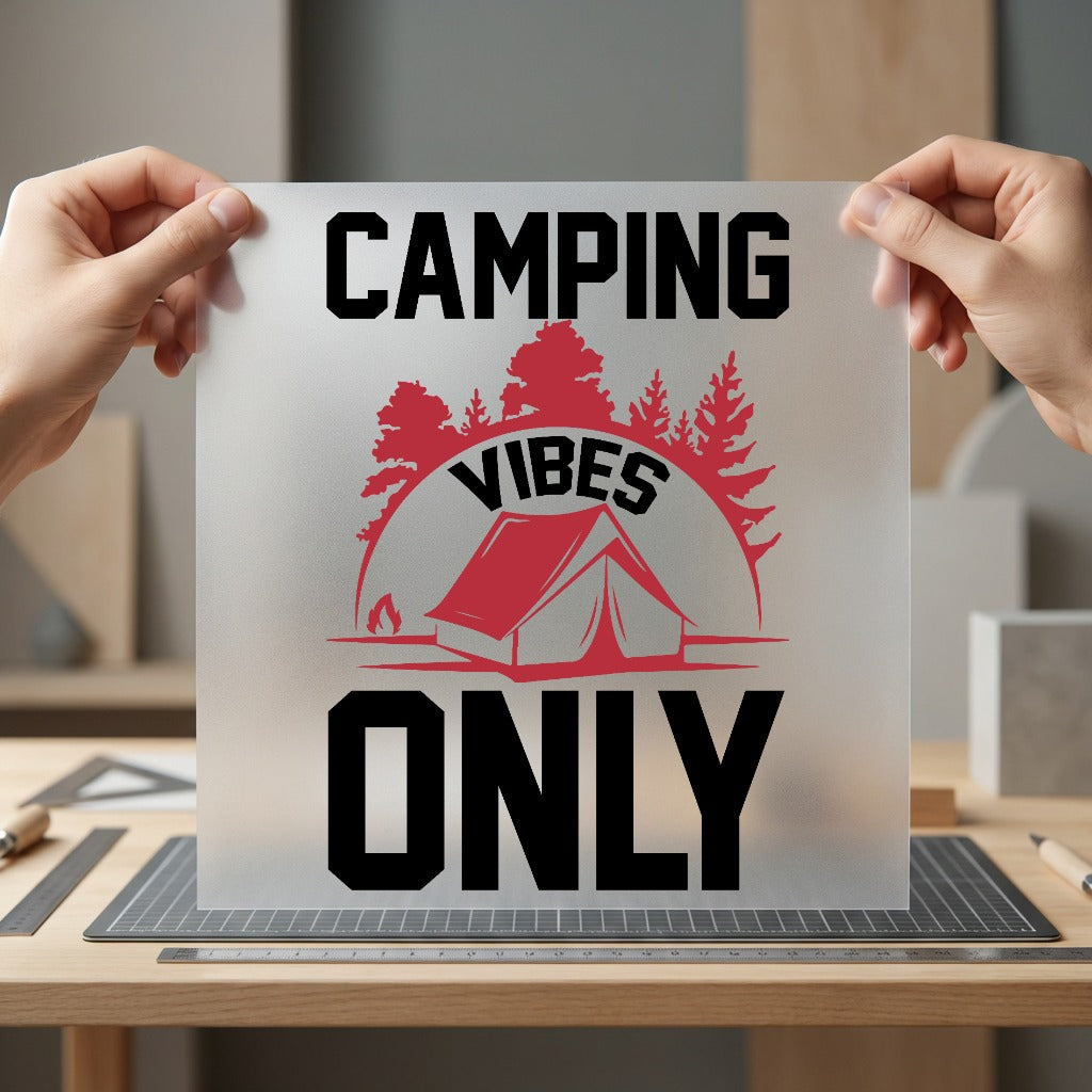 Camping Vibes Only Retro Retro Camping Ready to Press DTF Transfer for Dtf